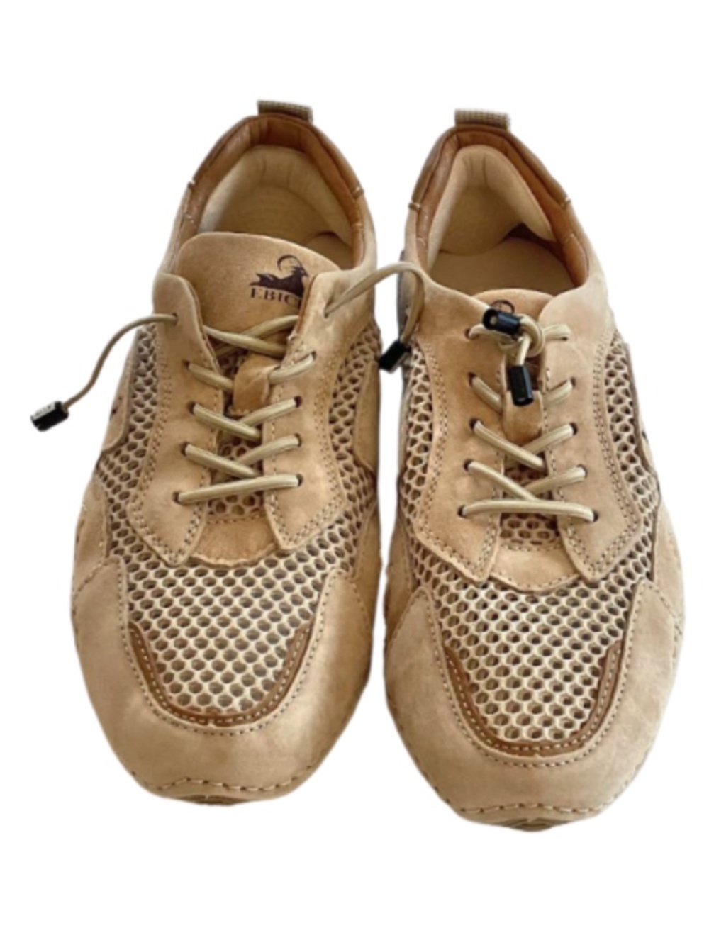 Ebick Womens Beige Mesh and Suede Sneakers, 9, NWOT
